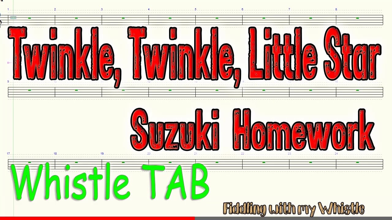 Twinkle, Twinkle, Little Star – Suzuki  Homework – Tin Whistle – Play Along Tab Tutorial
