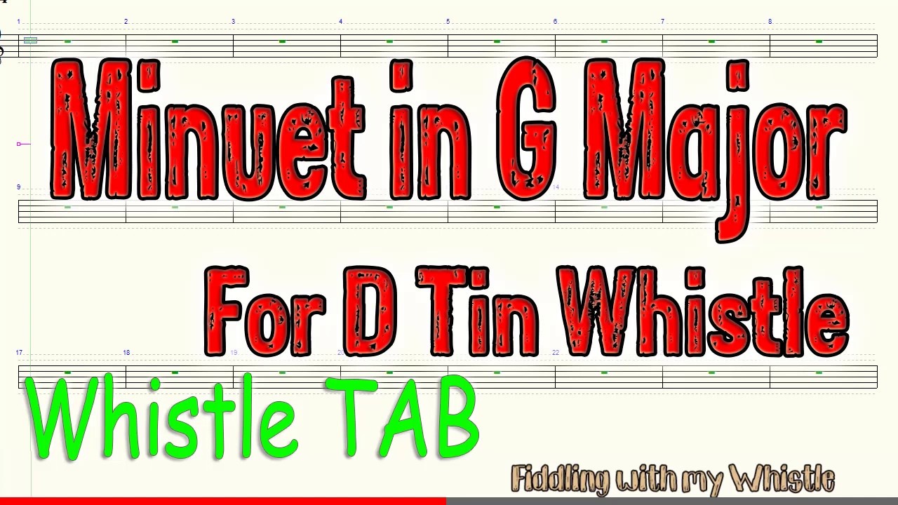 Minuet – Luigi Boccherini – For D Tin Whistle – Play Along Tab Tutorial