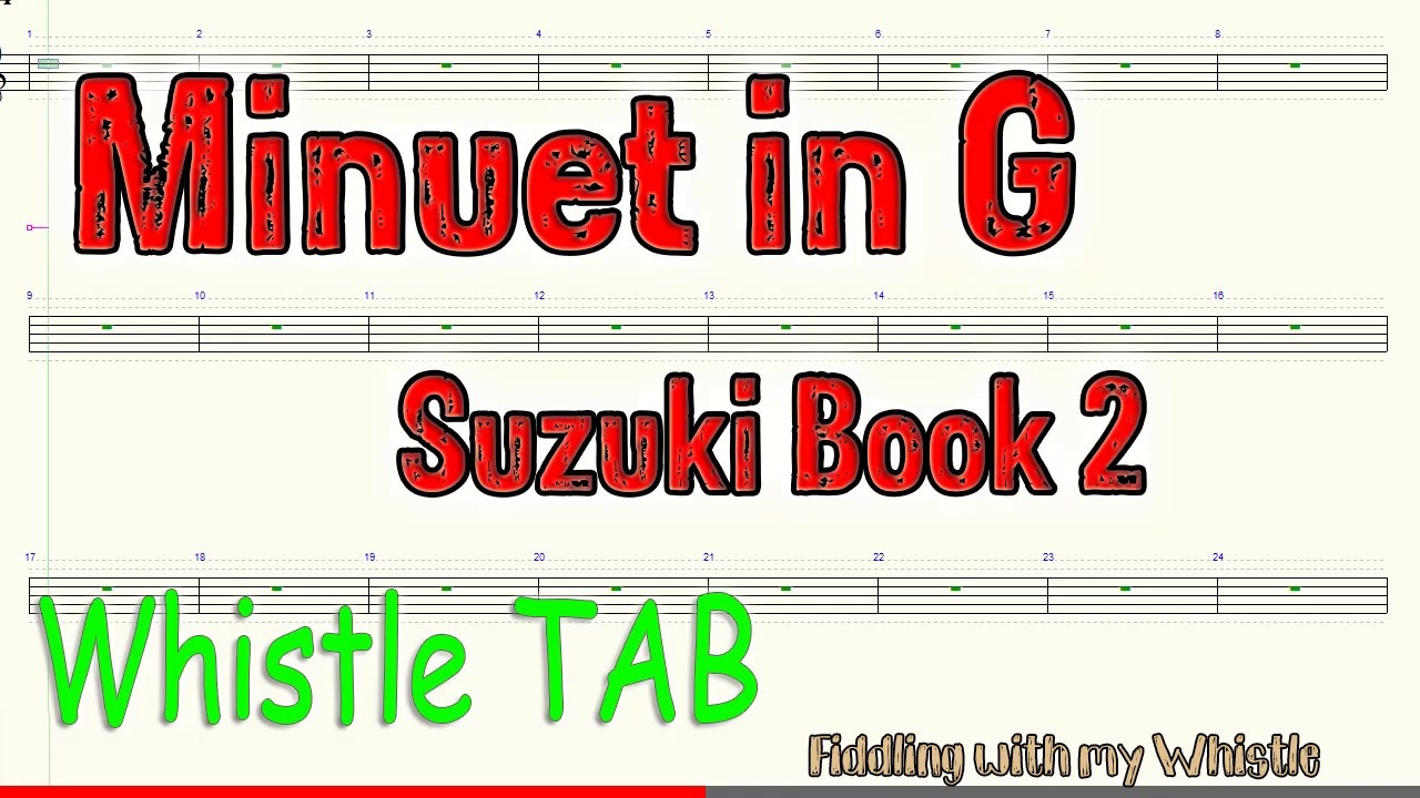 Minuet in G – L.van Beethoven -Suzuki Book 2 – Tin Whistle – Play Along Tab Tutorial